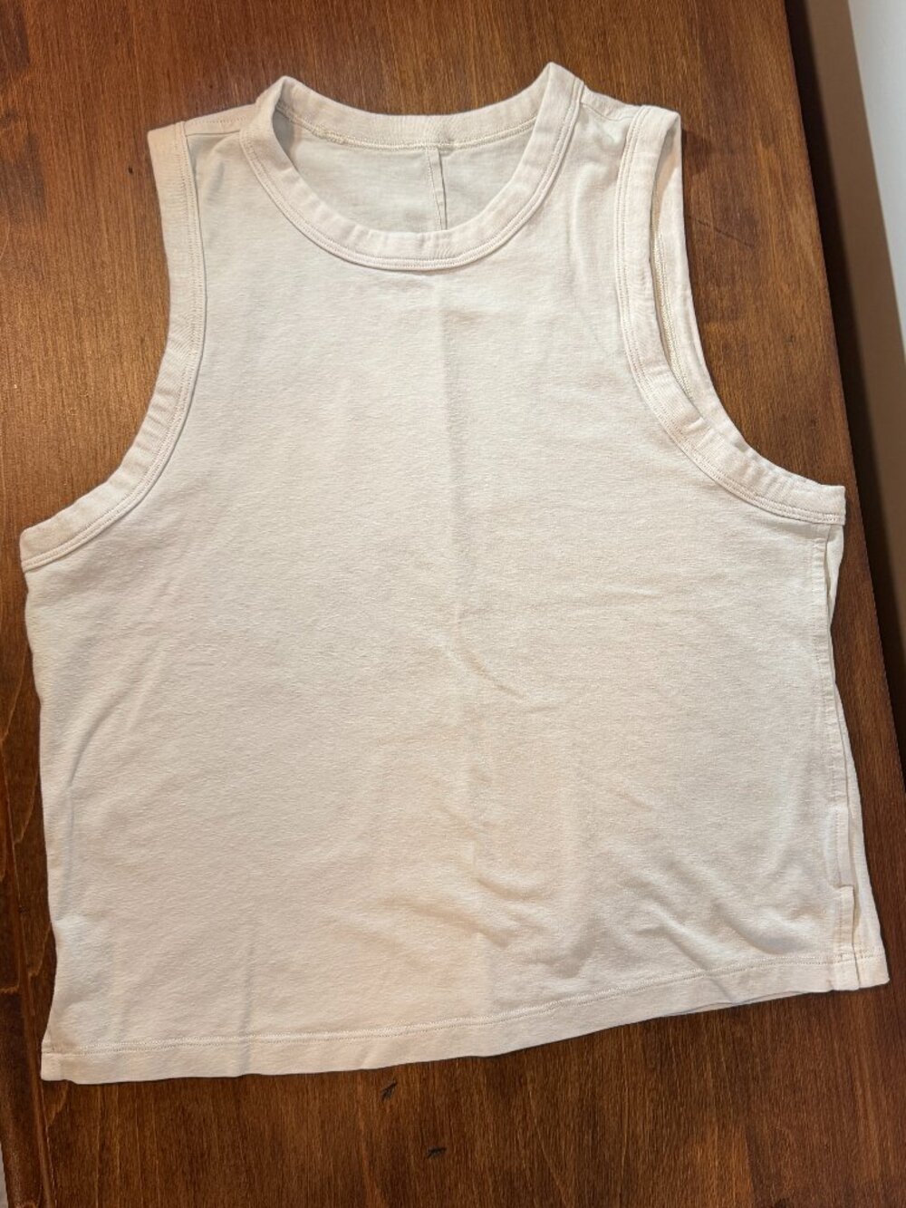 Lululemon broken beat tank crop top pima cotton small dyed washed Cream Cotton